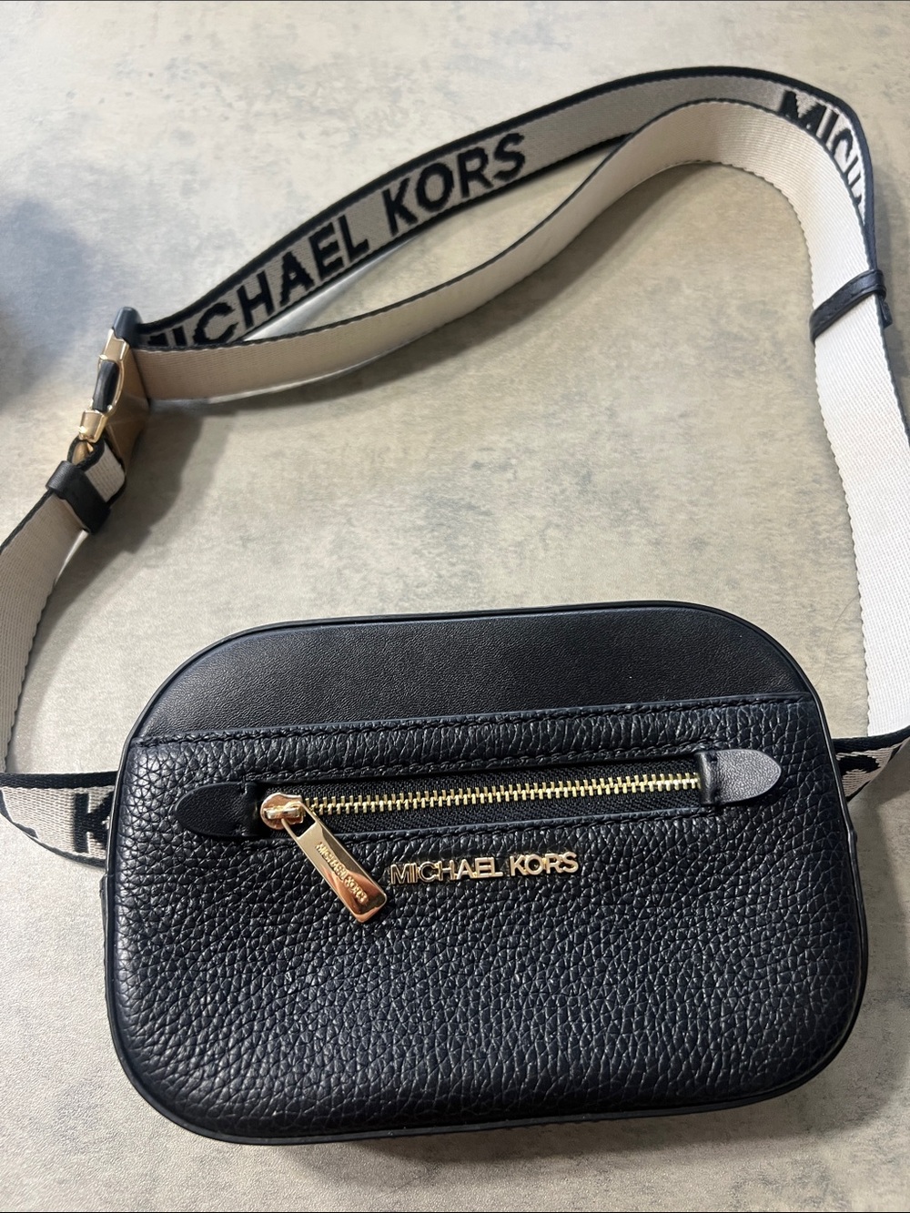 Michael Kors Black Pebbled Leather Crossbody Belt Bag